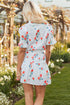 Playful Print Mix Ruffle Sleeve Tie Waist V Neck Mini Dress